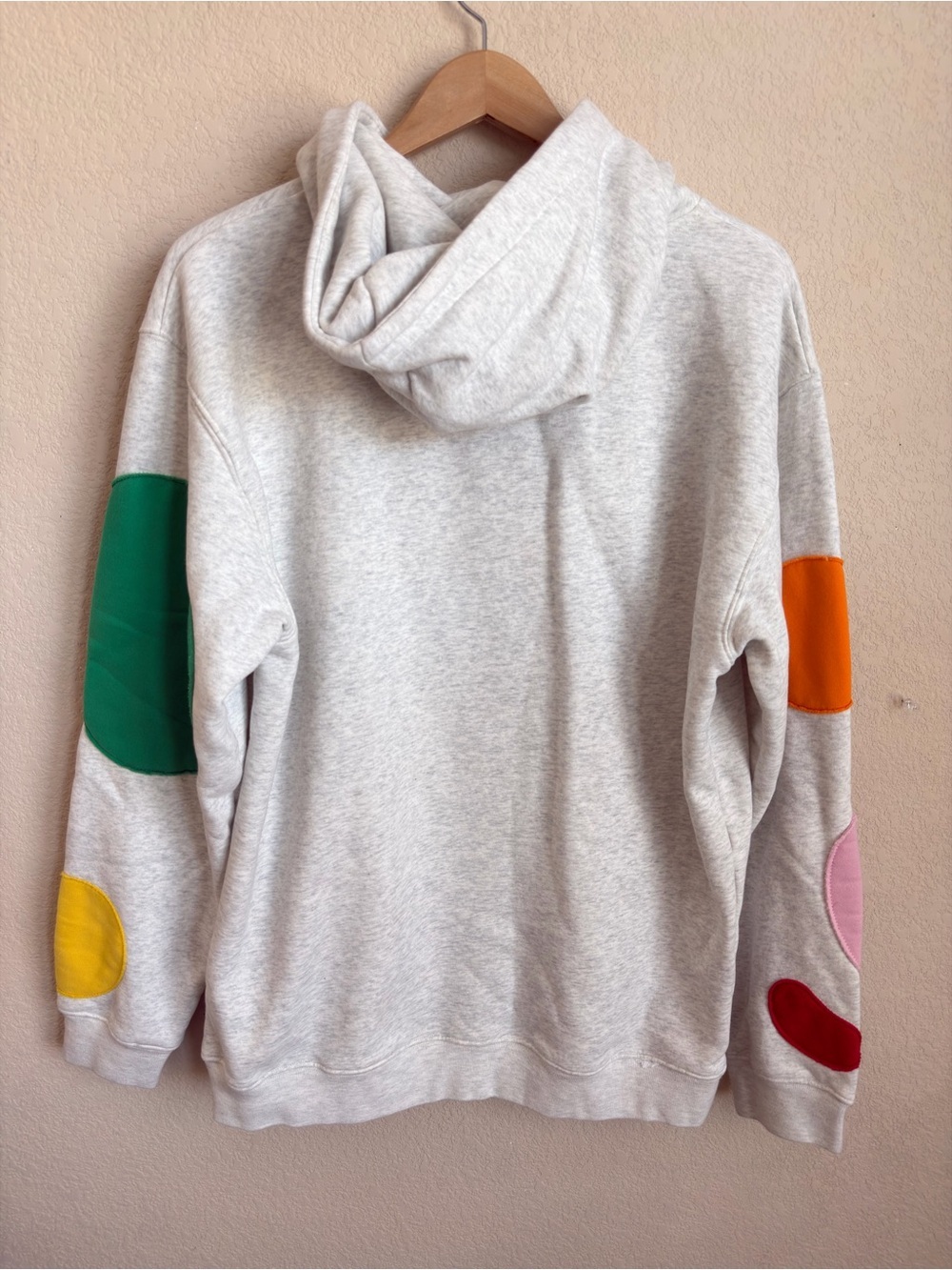 Stay Cool NYC Colorful Applique Patch Hoodie Medium Gray Retro Streetwear Fleece - Picture 7 of 13
